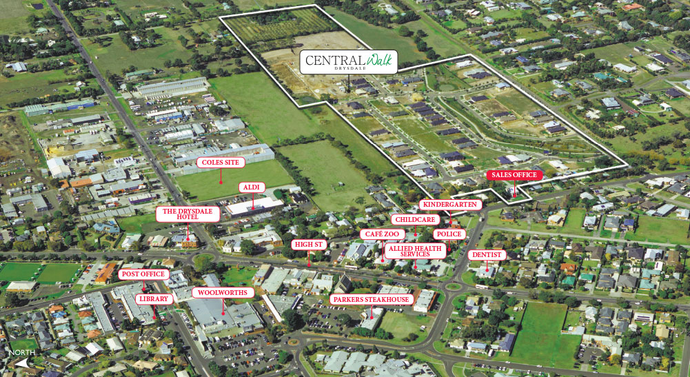 Location of Central Walk, Drysdale